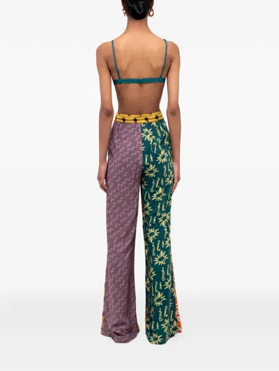 Donde Esteban Colour-block Printed Trousers In Multi