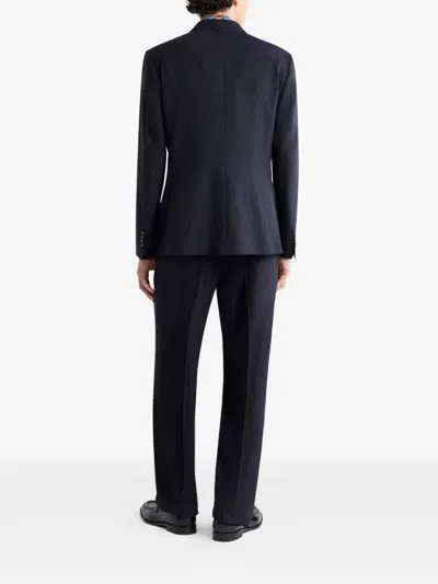 Etro Long Sleeved Single Breasted Jacket In Blue