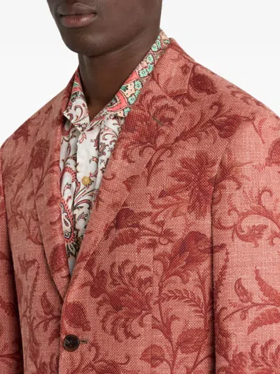 Etro Single-breasted Blazer In Red