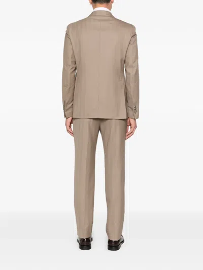 Tagliatore Double-breasted Suit In Neutral