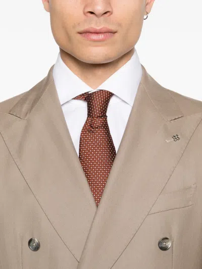 Tagliatore Double-breasted Suit In Neutral