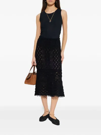 Jil Sander Crochet Midi Skirt In Black