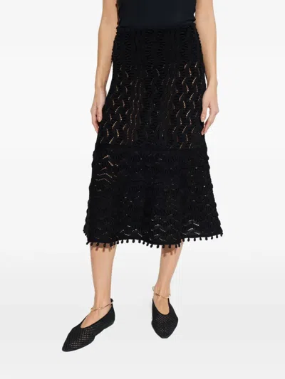 Jil Sander Crochet Midi Skirt In Black