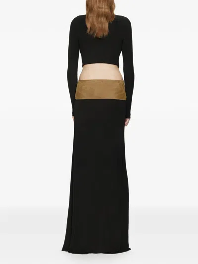 Christopher Esber Contour V-neck Suede Belted Gown In Black
