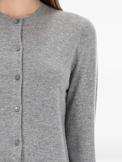 Theory Button Crew-neck Cardigan In Gray