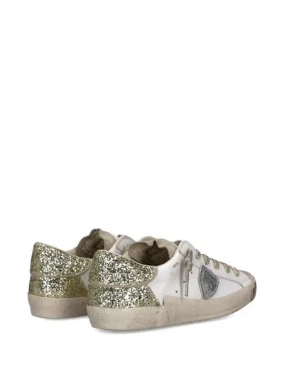 Philippe Model Sneakers Prsx Women With Glitter Heel Tab In White