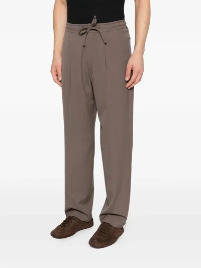 Attachment Drawstring Pleated Trousers In Brown