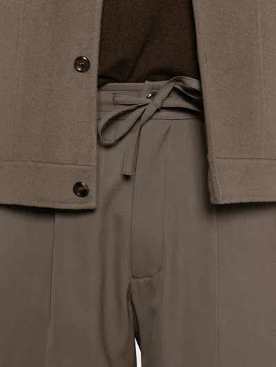 Attachment Drawstring Pleated Trousers In Brown