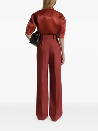 Alberta Ferretti Silk Organza Blouse In Brown