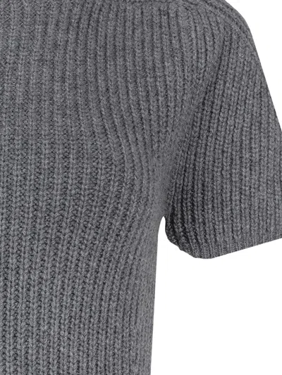 Magda Butrym Turtle-neck Ribbed Mini Dress In Gray