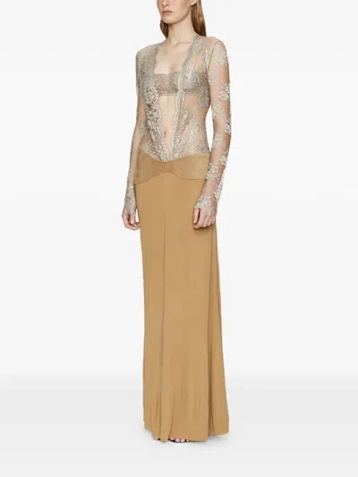 Christopher Esber Sèpienne Lace Belted Gown In Neutral