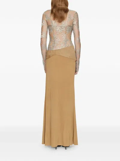 Christopher Esber Sèpienne Lace Belted Gown In Neutral