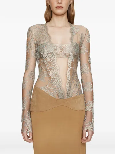 Christopher Esber Sèpienne Lace Belted Gown In Neutral