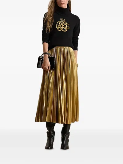 Ralph Lauren Pleated Skirt In Gold