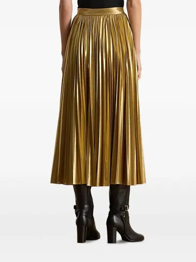 Ralph Lauren Pleated Skirt In Gold