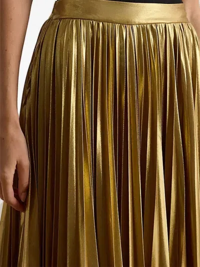 Ralph Lauren Pleated Skirt In Gold