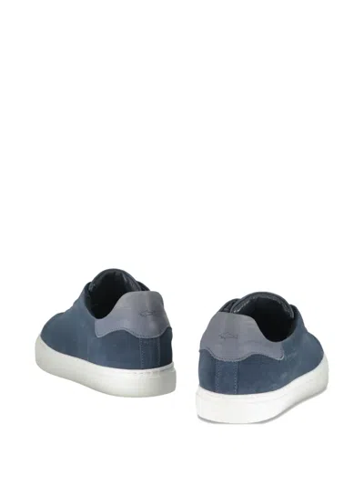Paul & Shark Rounded Leather Sneakers In Blue