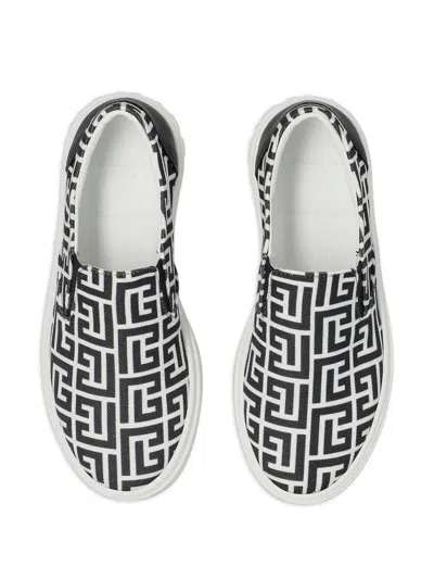 Balmain Geometric-print Sneakers In Multi
