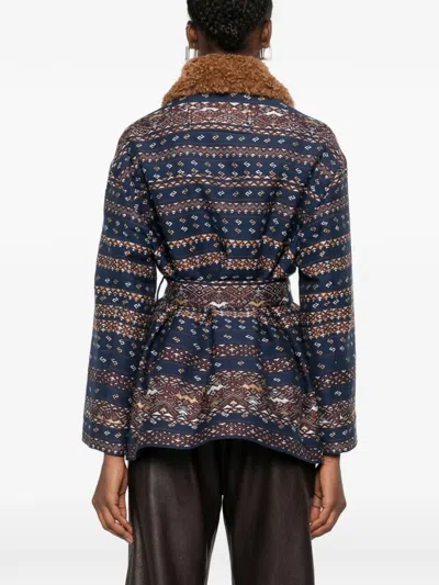 Hui Milano Patterned-stripes Coat In Blue