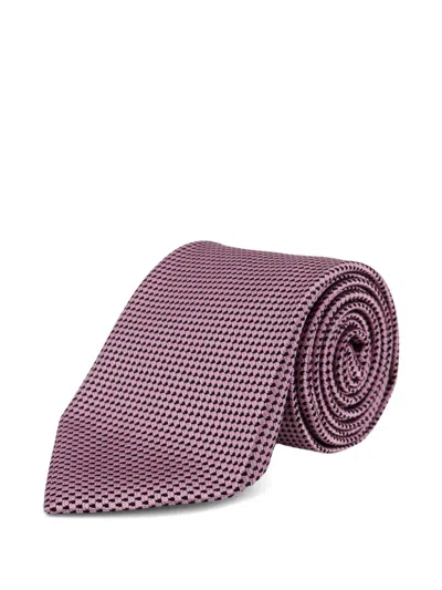 Tom Ford Micro Pattern Tie In Burgundy