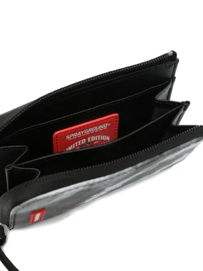 Sprayground Checkerboard Print Zip Wallet In Burgundy