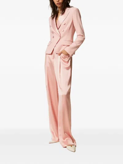 Twinset Double-breasted Blazer In Pink