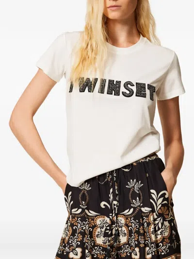 Twinset Embroidered Patch Logo T-shirt In White