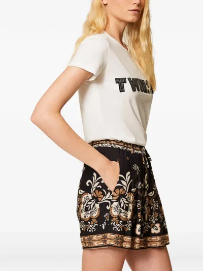 Twinset Embroidered Patch Logo T-shirt In White