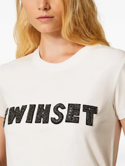 Twinset Embroidered Patch Logo T-shirt In White