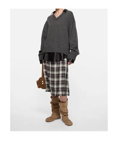 Acne Studios Plaid Midi Skirt In Multi