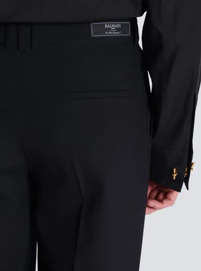 Balmain Navy Blue Twill Pant In Black