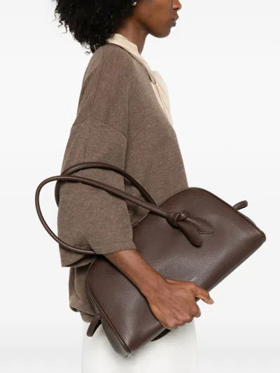 Jacquemus Le Turismo Shoulder Bag Knotted Detail Leather In Brown