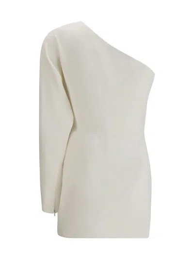Valentino Asymmetric One-shoulder Silk-cady Mini Top In White