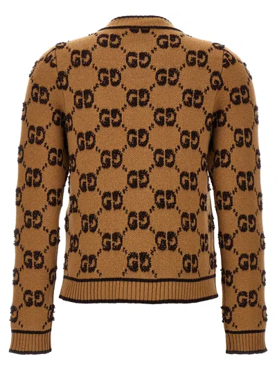 Gucci Gg Jacquard Buttoned Cardigan In Brown