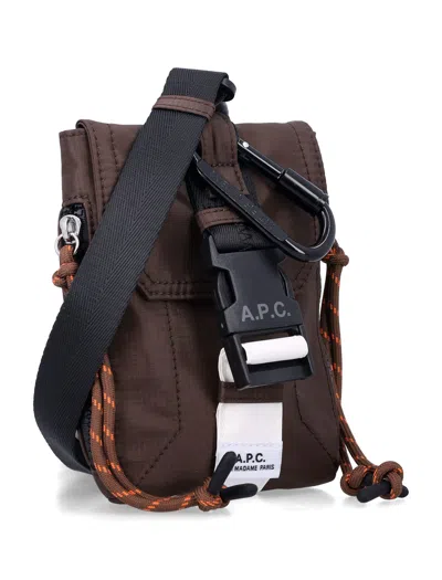 Apc Logo-buckle Backpack In Brown