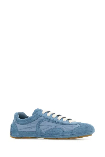 Prada Light Blue Suede And Re-nylon Montecarlo Re-edition 2005 Sneakers