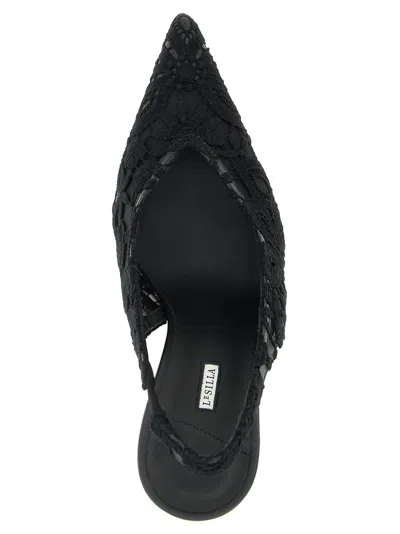 Le Silla Chantilly Lace Slingback Pointed Toe Pumps In Black