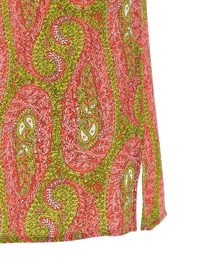 Etro Paisley Foliage Sleeveless Top Button Detail In Brown