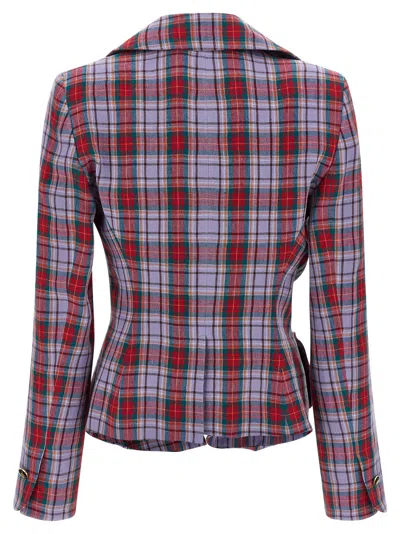 Vivienne Westwood Mens Multi Drunken Check Linen Jacket In Brown