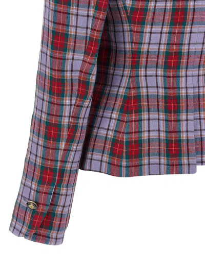 Vivienne Westwood Mens Multi Drunken Check Linen Jacket In Brown