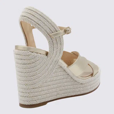 Jimmy Choo White Leather Espadrillas In Gold