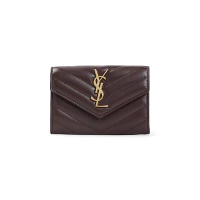 Saint Laurent Card Holder In Burgundy