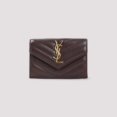 Saint Laurent Card Holder In Burgundy