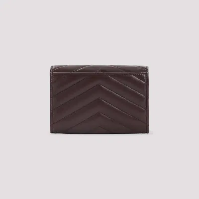 Saint Laurent Card Holder In Burgundy