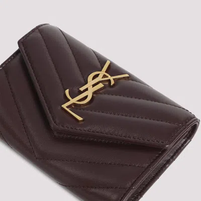Saint Laurent Card Holder In Burgundy