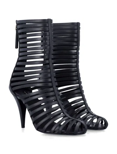 Givenchy Cage Leather Boots Black In Black