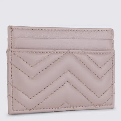 Gucci Pink Leather Card Holder In Brown