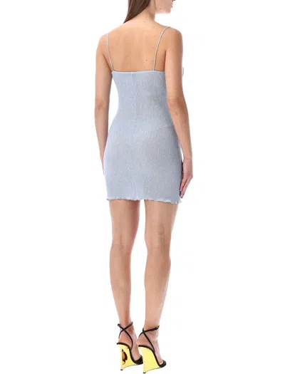 Magda Butrym Embellished Textured Lyocell-blend Mini Dress In Blue