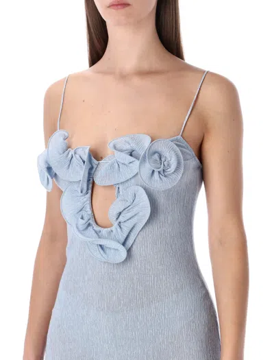 Magda Butrym Embellished Textured Lyocell-blend Mini Dress In Blue