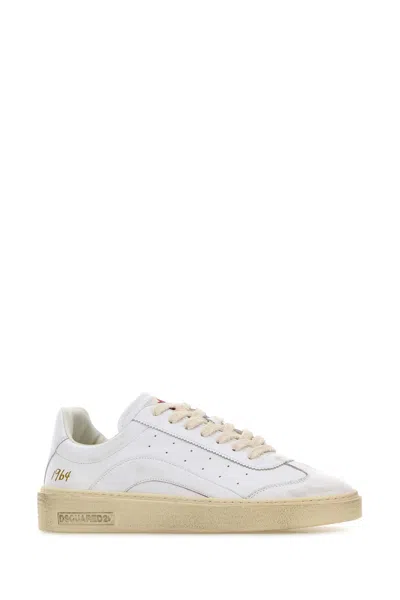 Dsquared2 Classic Low-top Sneakers With Smooth Leather Upper In White